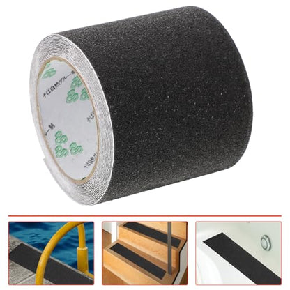 Anti-slip Stair Tread Tape Non-slip Adhesive Floor Protection Tape Waterproof Wear-resistant Black 10cm X 5m for Bathroom and Stair Safety