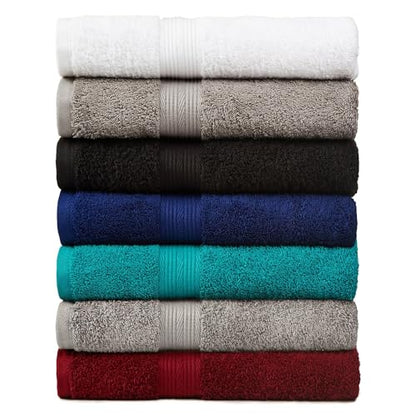 Amazon Basics 6-Piece Oversized Fade-Resistant Towel Set, 100% Cotton, Highly Absorbent, Soft, Teal, 2 Bath Towels, 2 Hand Towels, 2 Washcloths - color: Teal, size: 6-Piece Set, style: Classic