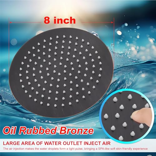 Midanya Round Rain Shower Head,High Pressure,Oil Rubbed Bronze 8 Inch | 360°Swivel,Ceiling or Wall Mount,Waterfall Full Body Coverage,Bathroom Remodel,Stainless Steel Large Rainfall Shower Head - color: Bronze, size: 8 Inch