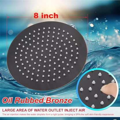Midanya Round Rain Shower Head,High Pressure,Oil Rubbed Bronze 8 Inch | 360°Swivel,Ceiling or Wall Mount,Waterfall Full Body Coverage,Bathroom Remodel,Stainless Steel Large Rainfall Shower Head - color: Bronze, size: 8 Inch