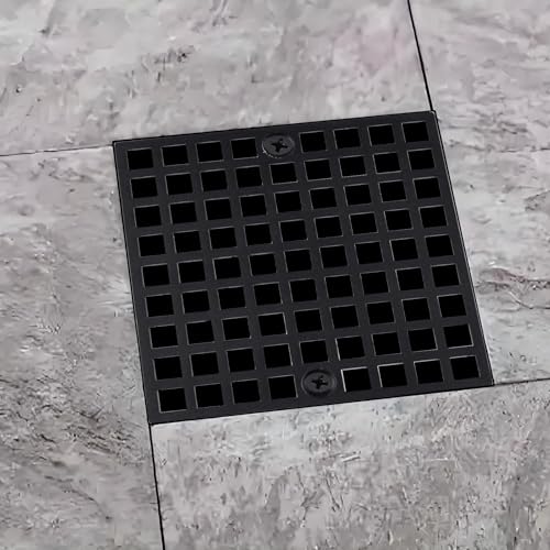4" Matte Black Shower Drain Cover, 304 Stainless Steel Square Floor Drain Cover Replacement, Drain Strainer and Hair Catcher for Showers, Bathrooms, and Sinks - color: Black