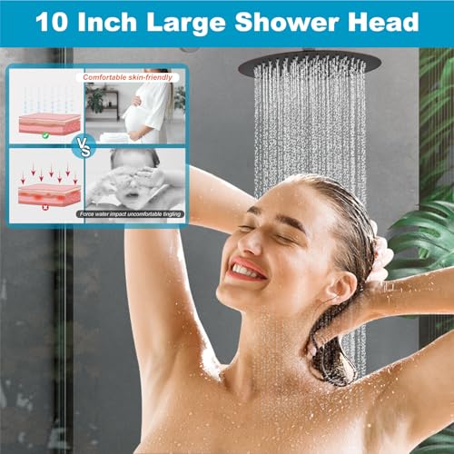 Midanya Round Rain Shower Head,High Pressure,Oil Rubbed Bronze 10 Inch | 360°Swivel,Ceiling or Wall Mount,Waterfall Full Body Coverage,Bathroom Remodel,Stainless Steel Large Rainfall Shower Head - color: Bronze, size: 10 Inch