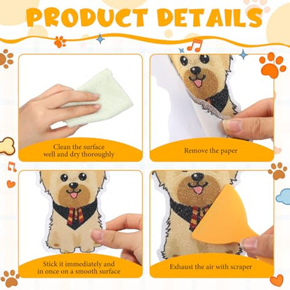 Yaomiao 24 Pcs Dog Bathtub Non Slip Stickers Bathroom Tubs Anti Slip Decal | Shiny, Sparkle, Glitter, Peva, 4.53inch, Easy Apply, Scraper, No Residue, for Shower Stairs Floor, Safety, Cute, Grip - style: Dog