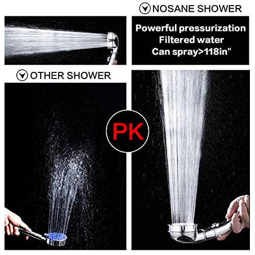 Nosame Shower,High Pressure Handheld Shower Head with ON/Off Pause Switch 3-Settings Water Saving Showerhead, Chrome Finish Bathroom 1.6 GPM Shower Accessorie | High Pressure Handheld Shower Head with ON/Off Pause Switch 3-Settings Water Saving Showerhead