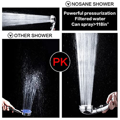 Nosame Shower,High Pressure Handheld Shower Head with ON/Off Pause Switch 3-Settings Water Saving Showerhead, Chrome Finish Bathroom 1.6 GPM Shower Accessorie | High Pressure Handheld Shower Head with ON/Off Pause Switch 3-Settings Water Saving Showerhead