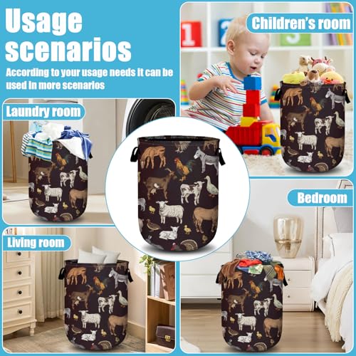 Cute Farm Animals Laundry Basket, Laundry Hamper Collapsible Oxford Cloth with Handle Clothes Storage Bin for Bathroom Laundry Room Bedroom 15.7 X 20 Inch - color: Cute Farm Animals