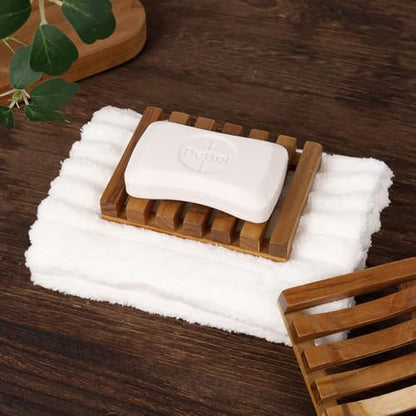 HTB 2 Pack Slotted Bar Soap Holder Teak Wood for Bathroom | Kitchen Wooden Sponge Holder, Self Draining Soap Dish for Shower, Sink, Bathroom, Bathtub, RV,Soap Saver Keep Soap Dry - color: 2pcs