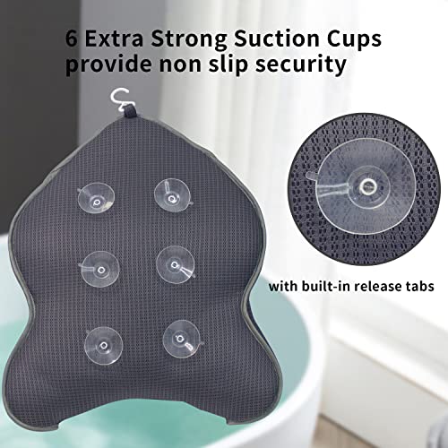 Extra Thick Large Bath Pillow with Neck,Back,Head Support for Bathtub | Soft 3D Mesh Fabric＆Quick Dry, Fits All Tubs, Bath Soaking Accessories, Spa Gifts, Gray(21''x17'') - size: Gray(21''x17'')
