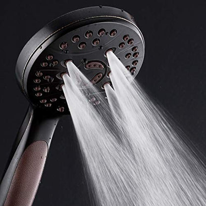 High Pressure 6-setting Luxury Handheld Shower Head, 6 Foot Stainless Steel Hose, Anti Clog Jets, Anti Slip Grip, Top US Brand, Includes Extra Wall Bracket - Oil Rubbed Bronze Finish - color: Oil Rubbed Bronze, style: 2.5 Gallons Per Minute