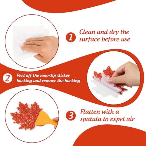 JarThenaAMCS 24 Pcs Fall Non Slip Bathtub Sticker with Scraper Maple Leaves Anti Slip Shower Tread Adhesive Shower Decal for Autumn Bathroom Floor Decoration