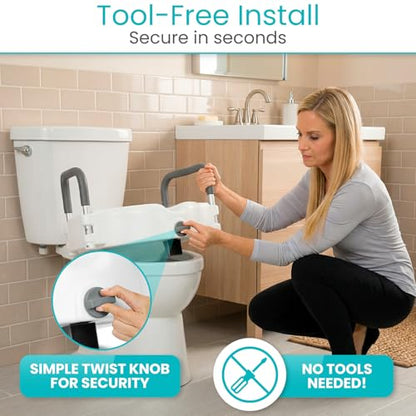 Vive Raised Toilet Seat - 5" Portable, Elevated Toilet Seat Riser | Extender - Elongated and Standard Fit Commode Lifter - Bathroom Safety Extender Assists Disabled, Elderly, Seniors - style: Universal Size w/ Handles