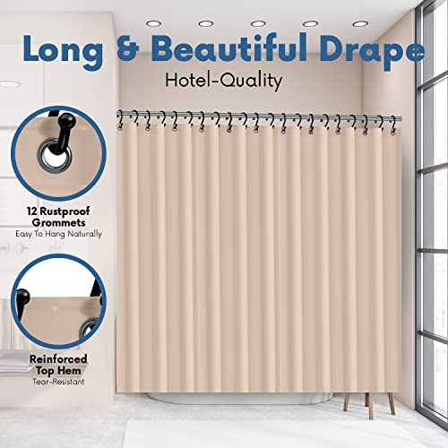 No Smell Shower Curtain Liner 72x72 Beige - PEVA Plastic Shower Curtain for Bathroom, PVC-Free Waterproof Sand Shower Liner with Metal Grommets and Magnet-Weighted Bottom Hem - Washable Liner - color: Sand