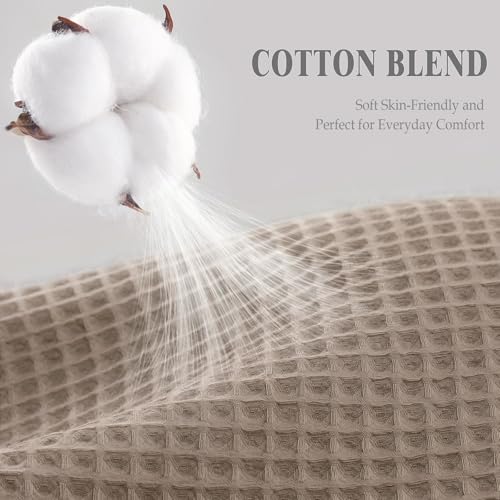 Waffle Weave Shower Curtain Heavyweight Cotton Fabric Beige 72Wx72L | Soft Cotton Cloth,3D Square Truely Waffle Washable, Hotel Luxury Spa, Shower Curtain Set for Bathroom 12 Plastic Hooks - color: Beige, size: Standard 72"W X 72"L