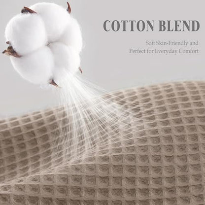 Waffle Weave Shower Curtain Heavyweight Cotton Fabric Beige 72Wx72L | Soft Cotton Cloth,3D Square Truely Waffle Washable, Hotel Luxury Spa, Shower Curtain Set for Bathroom 12 Plastic Hooks - color: Beige, size: Standard 72"W X 72"L