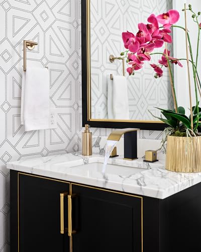 Waterfall Bathroom Faucet Black and Gold: ARCORA Bathroom Faucet 3 Hole, 8 Inch Widespread Bathroom Faucet with Pop Up Drain and Hose - color: Black and Gold