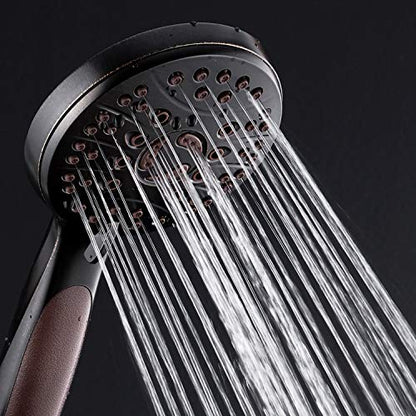High Pressure 6-setting Luxury Handheld Shower Head, 6 Foot Stainless Steel Hose, Anti Clog Jets, Anti Slip Grip, Top US Brand, Includes Extra Wall Bracket - Oil Rubbed Bronze Finish - color: Oil Rubbed Bronze, style: 2.5 Gallons Per Minute