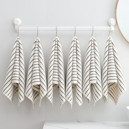 6 Piece Black and White Striped Hand Towels,100% Cotton Bathroom Towels Ultra Soft and Highly Absorbent Hand Towels for Bathroom Kitchen, Showering, Spa, Gym,Hotel (13” x 29”) - color: White