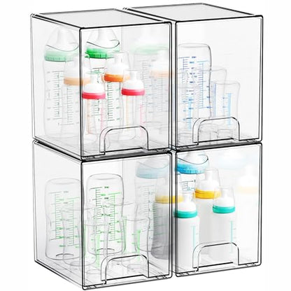 7.5"H Stackable Storage Drawers,4 Pack Clear Acrylic Drawer Organizer for Vanity,Under Sink,Cabinet and Bathroom Closet Organizer,Bottle Station and Baby Bottle Storage Organizer for Countertop - style: 4 PACK 7.8''High