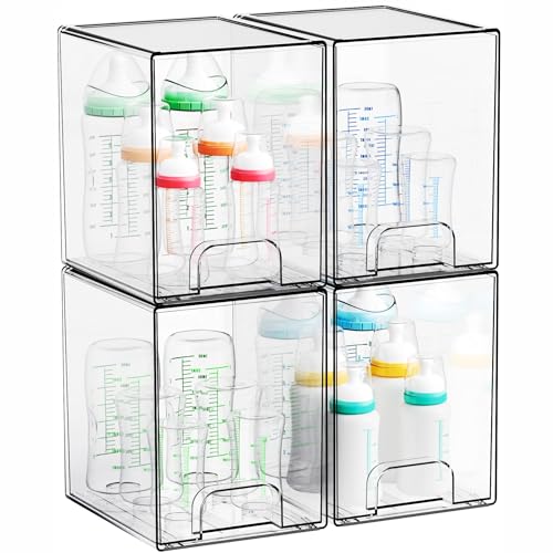 7.5"H Stackable Storage Drawers,4 Pack Clear Acrylic Drawer Organizer for Vanity,Under Sink,Cabinet and Bathroom Closet Organizer,Bottle Station and Baby Bottle Storage Organizer for Countertop - style: 4 PACK 7.8''High