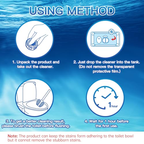 Vacplus Automatic Toilet Bowl Cleaner Tablets, Drop-In Tank Cleaner for Bathroom, Prevent Stains & Deodorize, Long-Lasting Cleaning Tabs, Easy-Use Freshener for Bowl & Tank, 50 Pack | Bathroom Tank, Prevent Stains, Deodorizing, Easy Use - size: 1 Count (P