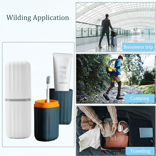 Toothbrush Cup Toothbrush Holder with Cover Travel Boothbrush Holder Portable Toothbrush Case and Carrier for Bathroom School Business Trip (Blue) - color: Deep Blue