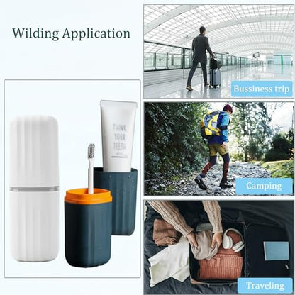 Toothbrush Cup Toothbrush Holder with Cover Travel Boothbrush Holder Portable Toothbrush Case and Carrier for Bathroom School Business Trip (Blue) - color: Deep Blue