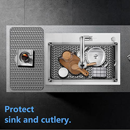 Sink Protectors for Kitchen Sink 28.4"x 15.2"Rear Silicone Sink Mat | Various sizes and styles,Protector for sinks and dish,Withstand to 500F,Food-grade silicone.Non-slip and raised feet - size: 28.4"x15.2"