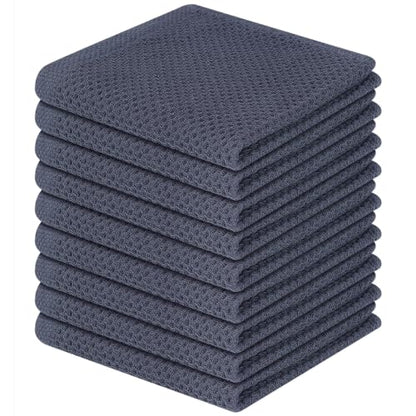 Homaxy 100% Cotton Waffle Weave Kitchen Dish Cloths, 9-Pack, Dark Grey | Ultra Soft Absorbent Dish Towels, Quick Drying Dish Rags with Hanging Loop, 12 x 12 Inches - color: Dark Grey, size: 12 x 12 - 9 Pack