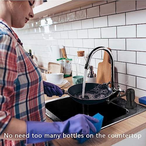 Soap Dispenser for Kitchen Sink, Countertop Soap Dispenser Pump, 47" Silicone Extension Tube Connect to The Soap Bottle Directly, Say Goodbye to Frequent Refills (Black) - color: Black