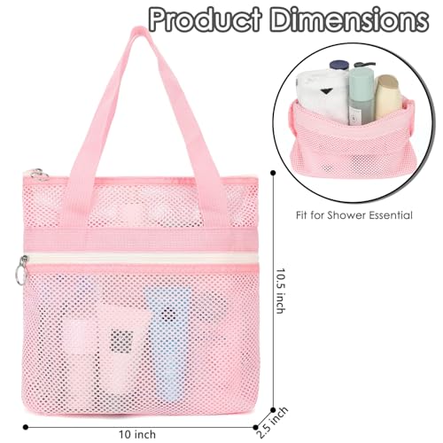 GYEUKHAM Portable Mesh Shower Caddy with 2 Zipper Pockets & Dual Handles, Quick-Drying Hanging Shower Tote for College Dorm, Gym, Travel & Camping, Pink - color: Small-Pink-1 Pack