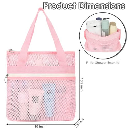 GYEUKHAM Portable Mesh Shower Caddy with 2 Zipper Pockets & Dual Handles, Quick-Drying Hanging Shower Tote for College Dorm, Gym, Travel & Camping, Pink - color: Small-Pink-1 Pack