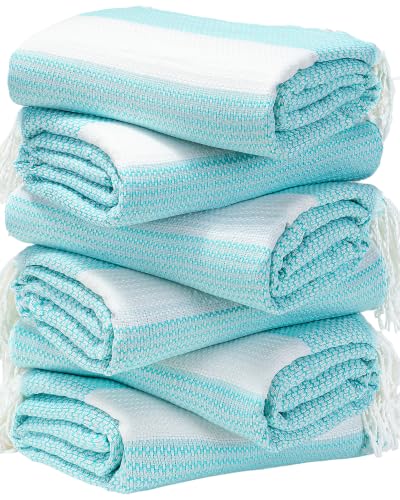 6 Packs Oversized Turkish Beach Towels Set Bulk Clearance Sand Free Pool Swim Bathroom Camp Large No Sand Towel Adults Travel Essentials Cruise Must Haves Accessories Vacation Stuff Green Dot Set - color: Green Dot Set