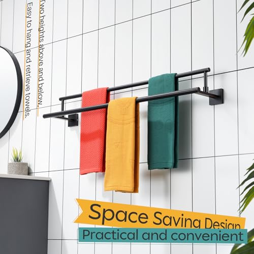 KOKOSIRI Towel Bars 32-Inch Bathroom Towel Holder Oil Rubbed Bronze Double Bath Towel Racks Wall Mounted Stainless Steel B5009ORB-L32 - color: Oil Rubbed Bronze, size: 32-Inch