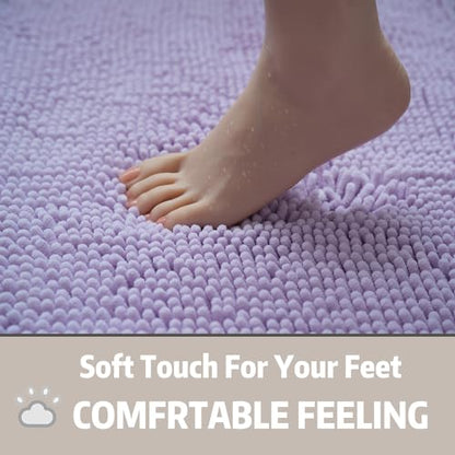 Bathroom Rugs Chenille, Extra Thick and Absorbent, Non-Slip, Machine Washable, Dry Quckily, Soft Cozy Plush, Used Under Shower Bathtub and Sink, Bath Mat Sets Lavender - color: Lavender Purple, size: 20 x 32 inch + 20 x 20 inch (U-Shape)