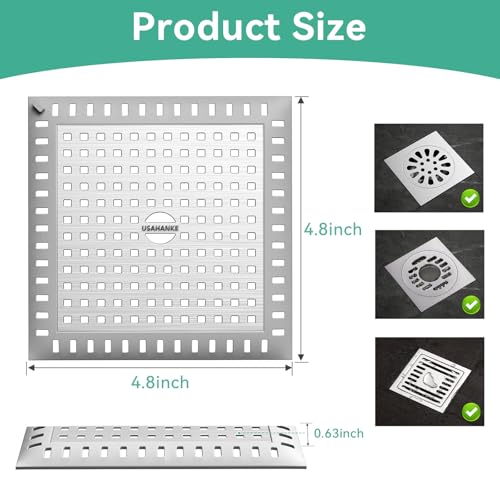 Drain Hair Catcher for Bathroom Sink,4.8" Stainless Steel and Silicone Shower Drain Covers Suitable for Drains and Bathroom Floors 2 Pack (2, Gray) - color: Gray