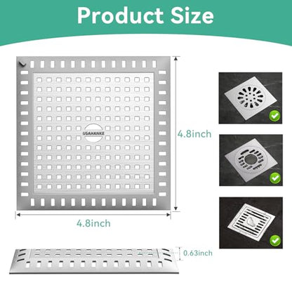 Drain Hair Catcher for Bathroom Sink,4.8" Stainless Steel and Silicone Shower Drain Covers Suitable for Drains and Bathroom Floors 2 Pack (2, Gray) - color: Gray