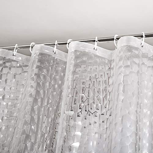 WELTRXE EVA Shower Curtain Liner with Magnets, 72 x 78 Inch Waterproof 3D Water Cube Clear Bathroom Shower Curtains, No Chemical Smell, Heavy Duty, Extra Long for Shower Stall, Bathtubs, 12 Hooks - color: Clear-water Cube, size: 72"W x 78"L (Pack of 1)