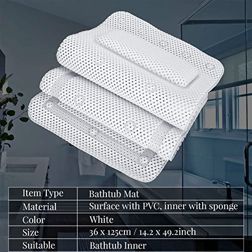 Bath Pillow for Bathtub, Full Body Mat & Cushion Headrest for Women and Men, with Mesh Washing Bag Suction Cups, Spa Bathtub Pillow for Head Neck Shoulder and Back Support