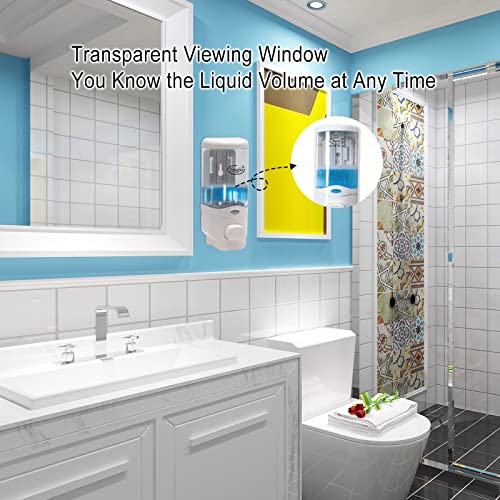 Soap Dispenser Wall Mount, 300ml/10oz Hand Liquid Shampoo Shower Gel Dispenser Manual Household Shampoo Conditioner Body Wash Dispenser for Bathroom Kitchen Office