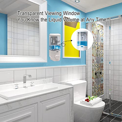 Soap Dispenser Wall Mount, 300ml/10oz Hand Liquid Shampoo Shower Gel Dispenser Manual Household Shampoo Conditioner Body Wash Dispenser for Bathroom Kitchen Office