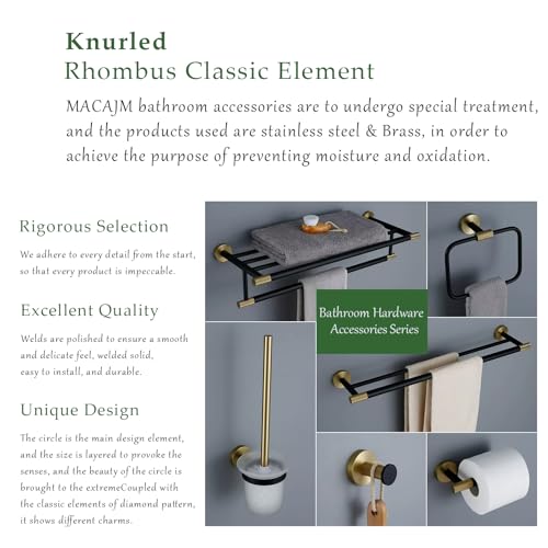 24 Inch Black and Gold Double Towel Bar, Rust-Resistant 304 Stainless Steel with Solid Brass Knurled Accents, Wall-Mounted for Bathroom & Shower - color: Black and Gold
