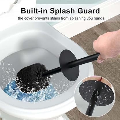 Matte Black Geo Design Resin Toilet Bowl Holder and Brush Set, Stylish Geometric Design with Durable Bristles, Compact and Modern - style: Matte Black Geo