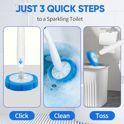 100pcs Disposable Toilet Brush Head,Compatible With Clorox Wand System | Upgrade Fiber Cleaner Heads for Closestool Cleaning (not included brush rod)
