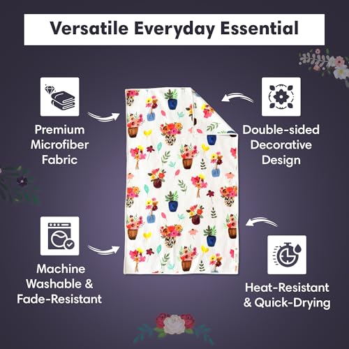 Double-Sided Microfiber Hand Towels, Waffle Kitchen Towels Set for Home Use | 2 Towels, 17x27 Inches, Durable & Soft, Fast Drying, Hand Wash Cloth and Dishcloth, Petal Lane/Posey, Home Use Towel Set Pack - color: Petal Lane/Posey, size: Double sided Hand