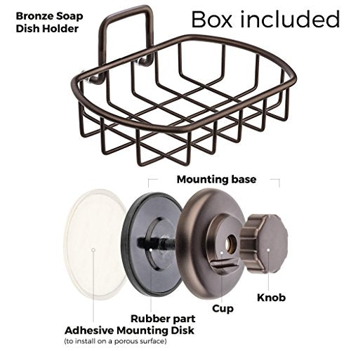 HASKO Suction Cup Soap Dish for Shower Wall, Rustproof Stainless Steel Shower Soap Holder Suction, Bathtub Bathroom Bar Soap Holder, Bronze - color: Bronze (1 Pack)