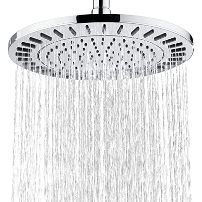 BRIGHT SHOWERS Rain Shower Head, 9 Inch High Pressure Waterfall Showerhead with Adjustable Angle and Anti-clogging Silicone Nozzles, Luxury Bathroom Overhead Shower, Chrome - color: Chrome