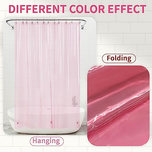 Barossa Design Clear Pink Shower Curtain Liner Standard Size | Premium PEVA, PVC Free, Metal Grommets, Waterproof Lightweight Translucent Pink Shower Curtain with 3 Magnets for Bathroom - color: Clear Pink, size: 72"W x 72"L (Pack of 1)
