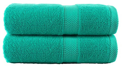 BY LORA 660 GSM Bath Sheet Set of 2, 35 x 65 in Extra-Large Vat-Dyed 100% Ring-Spun Cotton Terry Towel, Hotel Quality, Turquoise - color: Turquoise