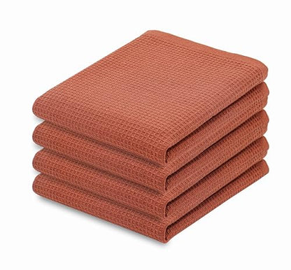 Rust Waffle Weave Kitchen Towel, 100% Cotton - 15x25 Inches with Hanging Loop, Ultra Soft Absorbent Quick Drying Dish Cloth, Tea and Hand Towels, 4 Pack - Spring Easter Summer - Rust - color: Rust, size: 15 x 25 - 4 Pack