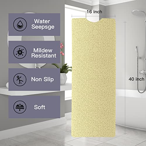 Bathtub Mat Non Slip Shower Mat Soft PVC Loofah Bath Tub Mats with Drain for Bathroom Tub 40 x 16 Inch (Beige Yellow) - color: Beige Yellow